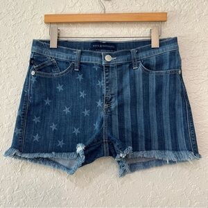 Rock & Republic Lolita Stars & Stripes Raw Hem Denim Shorts Size 12